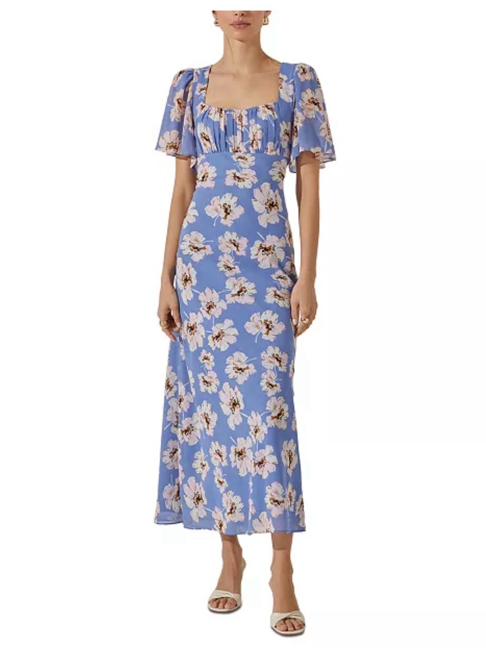 ASTR the Label Floral Flutter Sleeve Dress, Women’s Size Medium